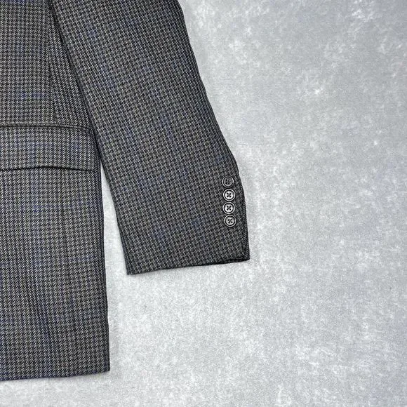 Burberry London Blazer 44R Gray Plaid Kensington 100% Wool Suit Two Buttons